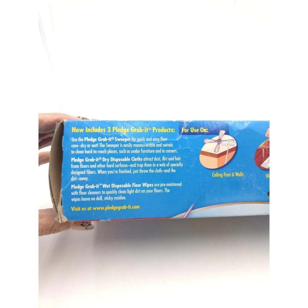 NIB Pledge Grab It Kit 1 Sweeper & 10 Dry Cloths Electrostatic Dusting Floors